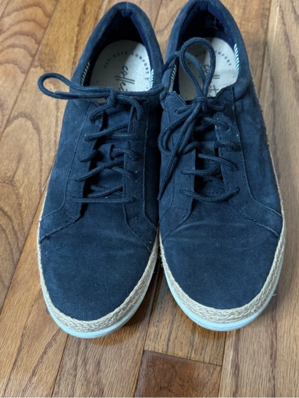 Clarks Black Nubuck Lace Up Marie Mist Sneaker Navy Size 8